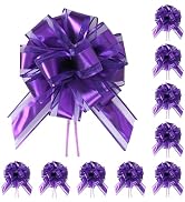 TIMESEEK 10-Pack Amethyst Color Pull Bows for Gift Wrapping - 6 Inch Reusable Ribbon Bows, Large ...