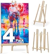 4 Pack 16 Inch Wooden Easel Stand, Portable A-Frame Tabletop Display Easel for Painting, Canvas, ...