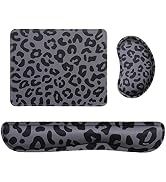MOSISO Mouse Pad & Keyboard Wrist Rest & Wrist Rest Support for Mouse, Leopard Grain Mousepad Non...