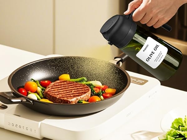 2 in 1 Olive Oil Dispenser Bottle for Kitchen,Food-grade Oil Mister for Air Fryer, Salad, Frying
