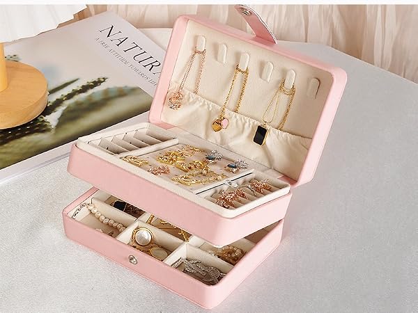 Travel Jewelry Case for Women Girls Mothers, Jewelry Box for Rings, Necklaces, Bracelets, Earring