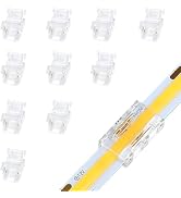 LightingWill LED Connectors 2Pin 8mm, 10 PCS Strip to Strip Connector Transparent Solderless, Unw...