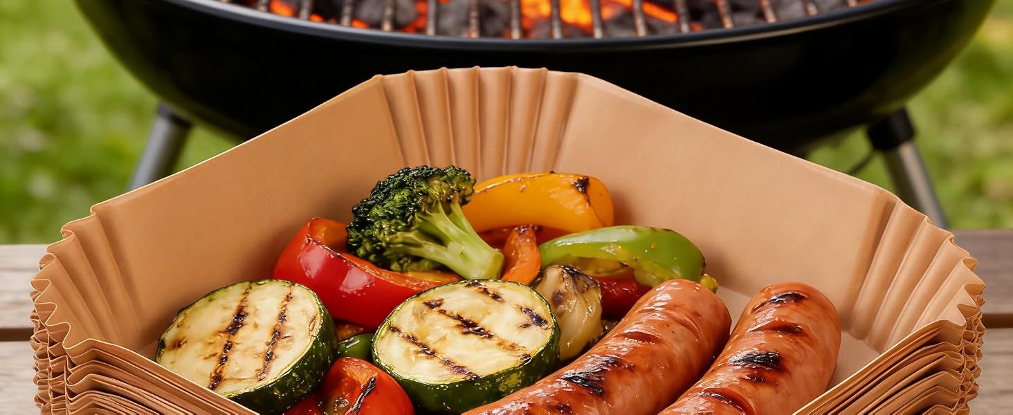 Non Stick Air Fryer Paper Liners for Baking Roasting and Reheating