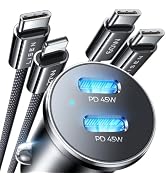 LISEN 90W Car Charger USB C Fast Charge,USB C Car Charger,Type C for iPhone | [with Lightning & U...