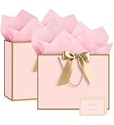 JMANNI Gift Bags with Handles, 14.6” Large Gift Bag for Presents, 2 Pcs Bags with 4 Tissue Paper ...