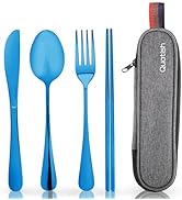 Travel Utensils with Case, Quatish Portable Silverware Set for Work, Stainless Steel Reusable Tra...