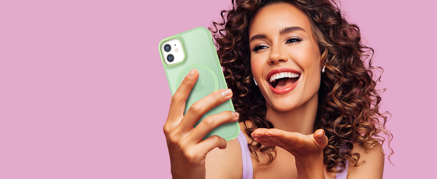 a mint green matte case, elegant, stylish, attractive