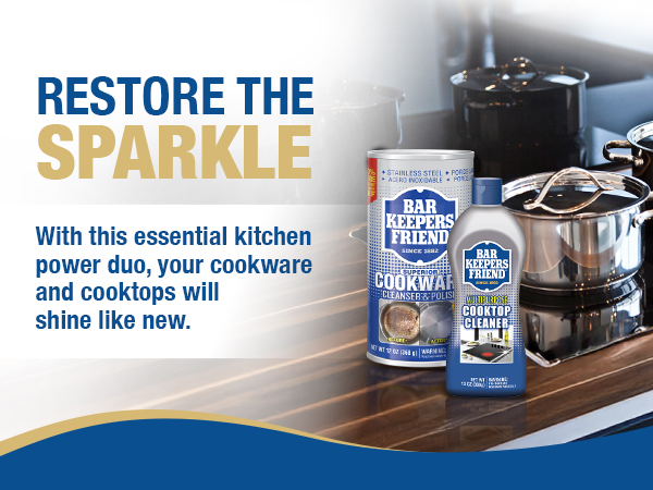 Bar Keepers friend cooktop cleaner restore pots and pans