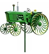Tractor Windmill for Yard, Metal Garden Wind Spinners with Ground Stake Design, Outdoor Kinetic A...
