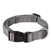 The DOGISTRY - City Collar - Steel - Premium Dog Collar with Padded Neoprene & Signature Fabric -...