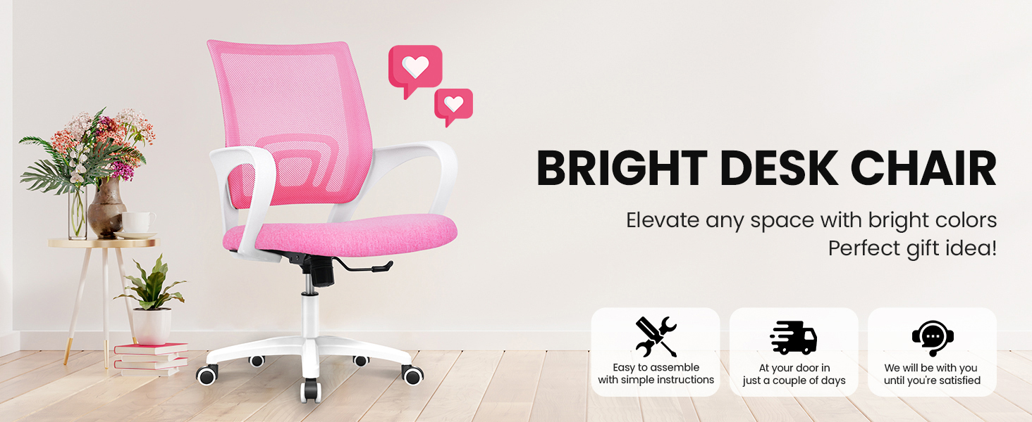 Office chair with supportive mesh back, lumbar support