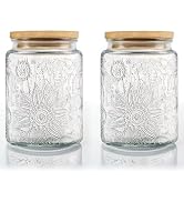 Prettidecor Vintage Glass Airtight Storage Jar with Airtight Bamboo Lid, 23.7 FL Oz Kitchen Glass...
