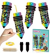 BeYumi Pencil DIY Scratch Cards - 60Pcs Pencil Scratch Cards Gift Set for Kids Magic Scratch Pape...