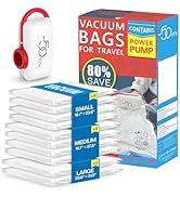 Vacuum Storage Bags for Travel, 10 Pack Vacuum Seal Bags for Clothing Travel, Compression Packing...