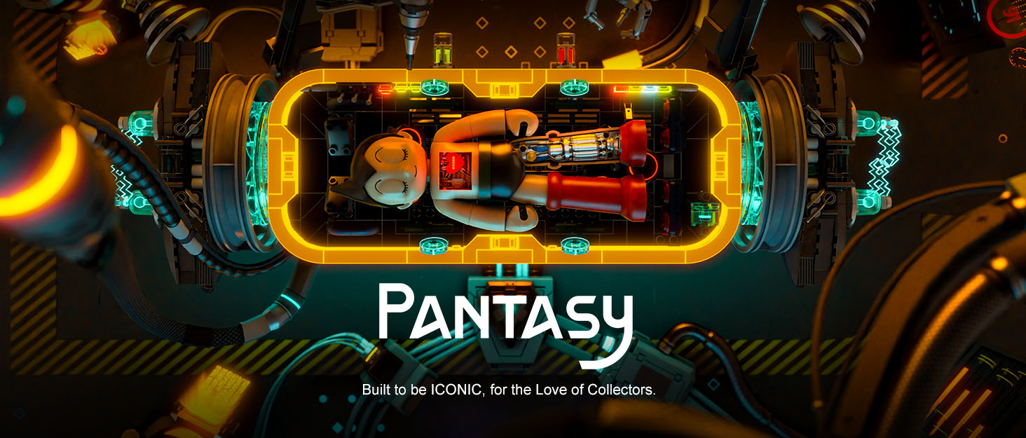 Top-down view of a futuristic game board with colorful illuminated tracks and a central spaceship. Text 'FANTASY' displayed prominently.