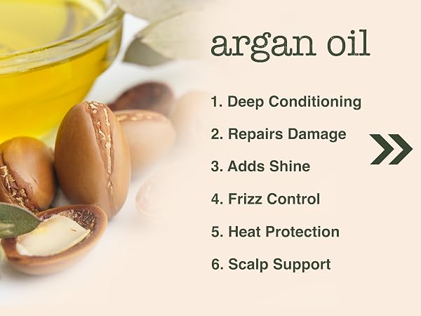 Argan oil benefits for hair, deep conditioning, heat protection, scalp support