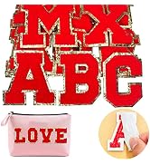 Jongdari Chenille Letter Patches Self Adhesive Letters,Iron on Letters for Clothing, 26pcs Varsit...