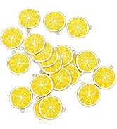 BWESOO 20 Pcs Yellow Lemon Fruit Enamel Lemon Charms Pendant Beads for DIY Jewelry Making Bracele...