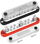 DaierTek 300A Copper Bus Bar 12V,Power Distribution Block with Cover 3 x 3/8” M10 Studs&10 x M5 T...