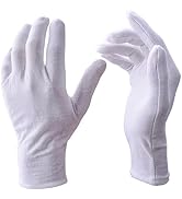 Zealor 12 Pairs White Cotton Gloves Soft Cloth Dust Hand Gloves Work for Men Women Art Crafting H...