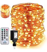 ZAECANY Fairy Lights Plug in, 132 Feet 400 Fairy Lights with Remote, Long Copper String Lights Di...