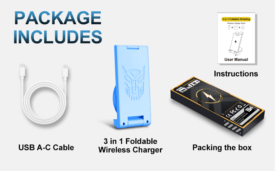 EFAITHFIX 3 in 1 foldable wireless charger