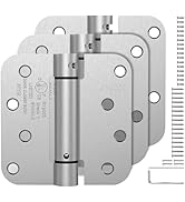AmzGod Self Closing Door Hinges 4 Inch, Brushed Nickel Spring Loaded Hinges 5/8'' Radius Corners,...