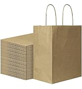 Sturdy 8x4.75x10 inch 100 Pack Medium Thick Paper Bags with Handles Bulk, Bagmad Brown Kraft Bags...