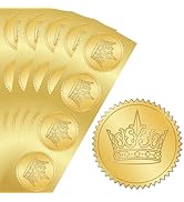 PRESSINART 100Pcs 2 Inch Gold Crown Stickers Embossed Gold Foil Seal Crown Pattern Round Self Adh...