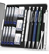 WUO 0.5 mm Mechanical Pencils with Eraser Pen Storage Case, 4 PCS | Metal Drafting Pencil Set, 48...