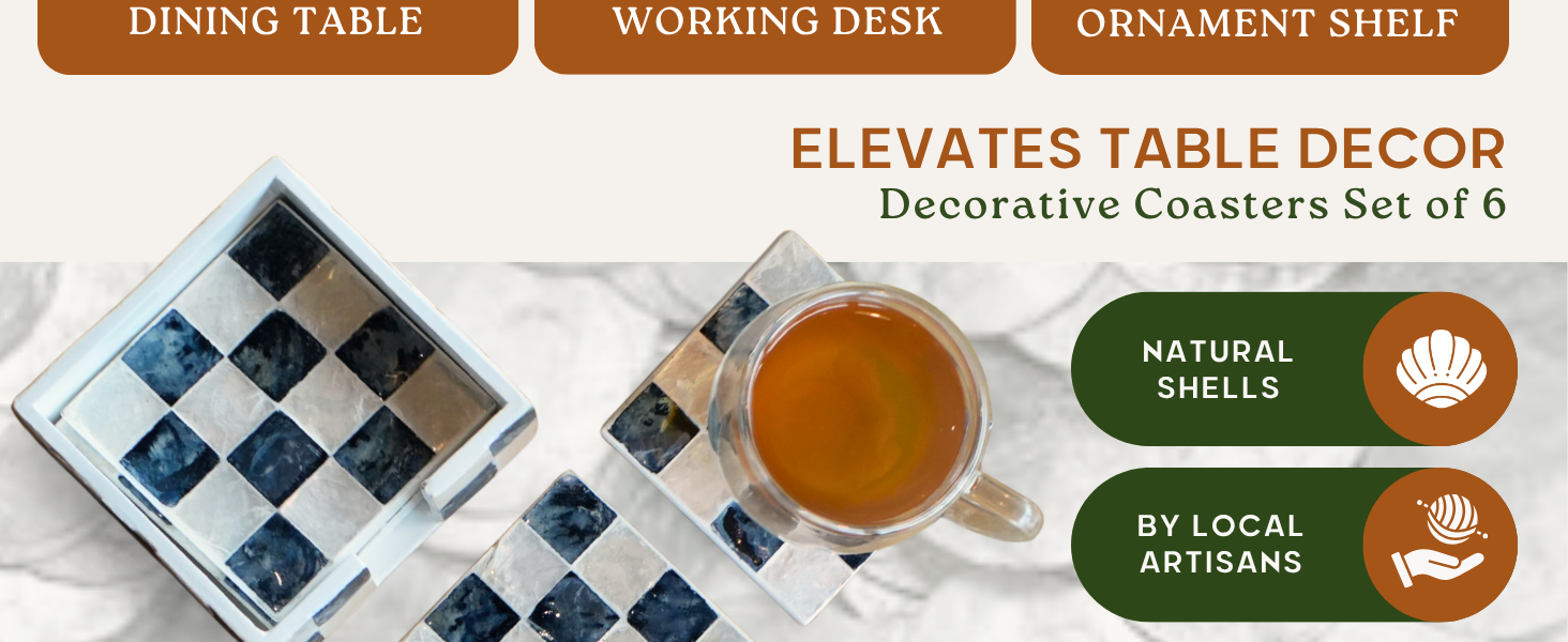 Unique coasters handcrafted from natural shell beach coastal decor