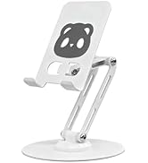 Vearstie All-Metal 360° Rotating Phone Stand for Desk with Cute Bear Face Pads, Adjustable Dual-P...