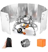 Odoland 3500W/6800W Windproof Camp Stove Camping Gas Stove with Windscreen, Fuel Canister Adapter...