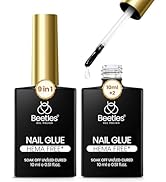 Beetles 9 in 1 Gel Nail Glue for Acrylic Nails Tips, 2Pcs 10ml Long Lasting Uv Nail Glue for Fals...