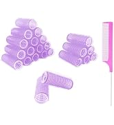 MOODKEY Hair Roller, 24PCS Self Grip Small Hair Curlers Set Nylon, Purple, Pro Salon Hairdressing...