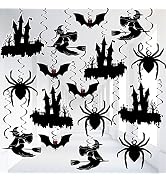 Black Halloween Hanging Swirs Decorations - Pack of 30 | Hanging Bats And Spiders for Hocus Pocus...