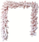 Pink Flocked Spruce Garland Artificial Snowy Pine Garland Frosted Cedar Christmas Hanging Garland...