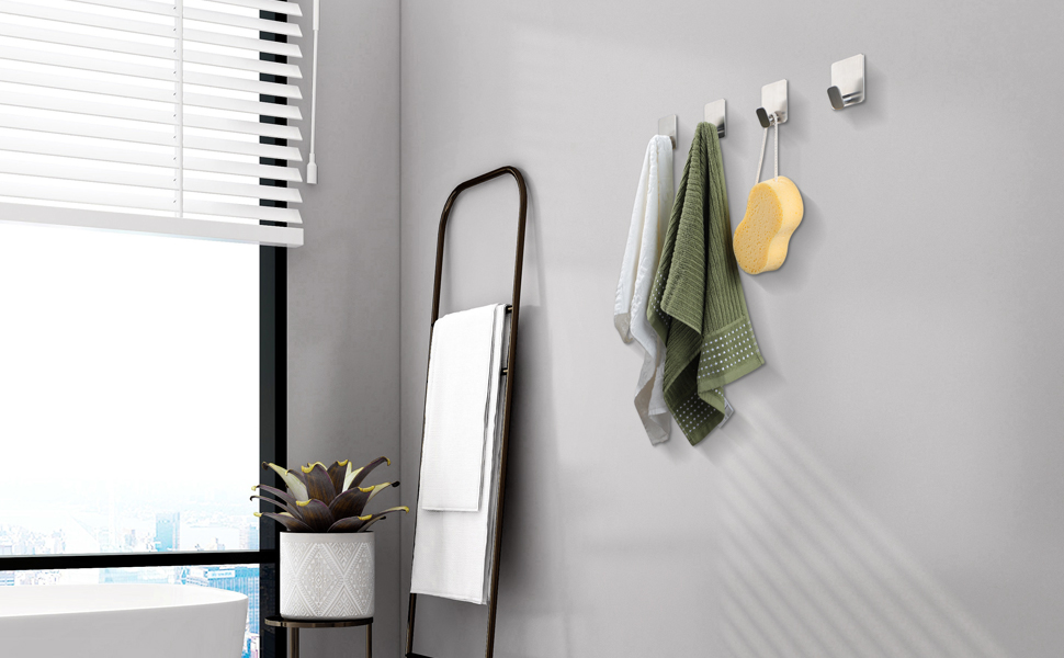 DELITON Adhesive Towel Hooks on Wall: R