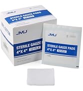 JMU 100 Pack Sterile Gauze Pads 4x4, 12-Ply, Woven Sponges Cotton Medical Gauze Pads for Wound Ca...