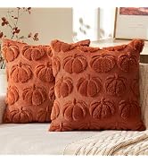 MIULEE Fall Pillow Covers Pumpkin Fall Decor 18x18 Rust | Set of 2 Fall Decorations for Home, Plu...