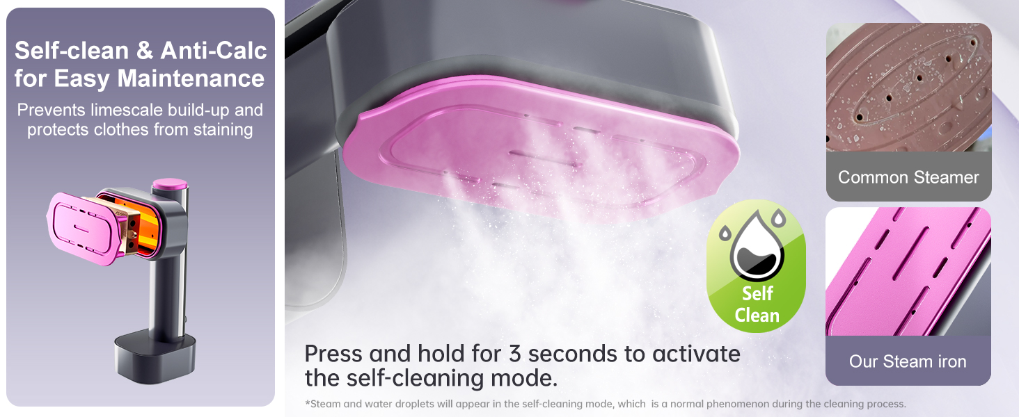 Self cleaning mode of the hanging iron machine