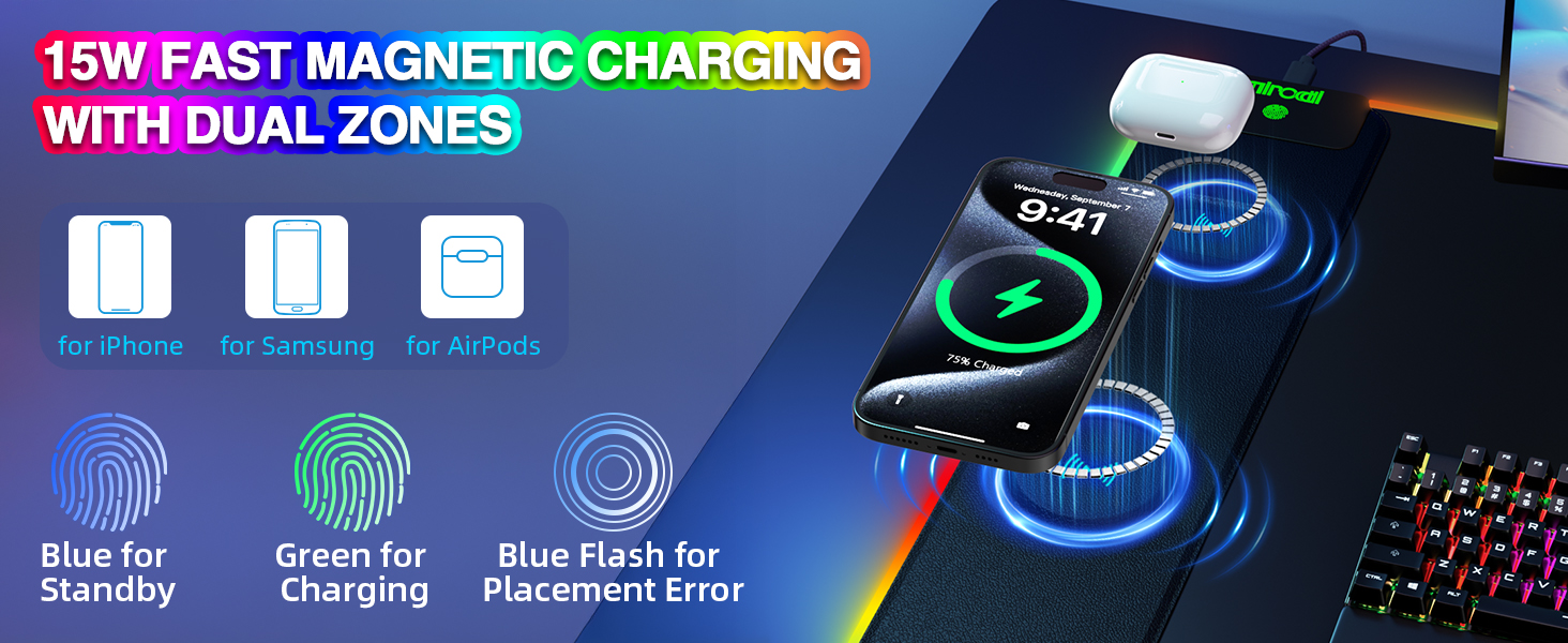 mouse pad with wireless charging