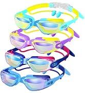 XDX Kids Swim Goggles, 4 Pack Kids Goggles for Swimming with UV Protection, Anti Fog No Leaking S...