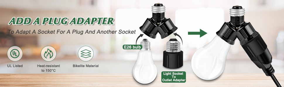 Twin Light Socket outlet Adapter