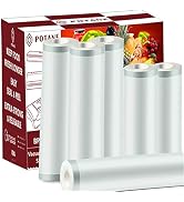 POTANE 6 Pack 11"x20'(3Rolls) and 8"x20' (3Rolls)Thickened Vacuum Sealer Bags , Smell-Proof, Punc...