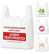 Fuxury Customize Plastic T-shirt Bags for Small Business 50000 (50K) Count, Grocery, Take Out, To...