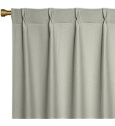 Joydeco Greyish White Pinch Pleated Thick Linen Curtains 84 Inch Long 2 Panel Set for Living Room...