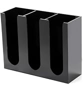 Suwimut Acrylic Coffee Cup and Lid Storage Organizer Holder, 3 Compartments Disposable Paper Cup ...