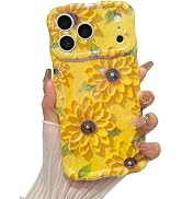 XIZYO Case for iPhone 17 Pro Oil Painting Flower-Double Sunflower/Yellow | Girly Cute Colorful Re...