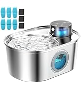 Wireless Cat Water Fountain: Battery Operated Stainless Steel Pet Fountain, Automatic Cordless Wa...